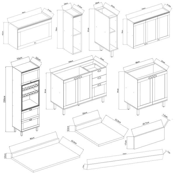 Imagem de Cozinha Modulada Cristal 290cm Conjunto Provençal Completo