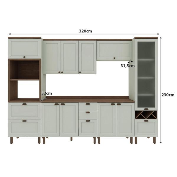 Imagem de Cozinha Modulada Cristal 320 cm Conjunto Provençal Completo