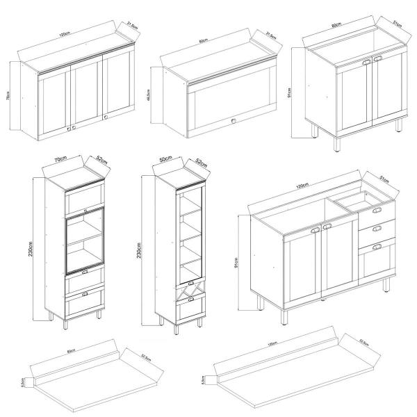 Imagem de Cozinha Modulada Cristal 320 cm Conjunto Provençal Completo