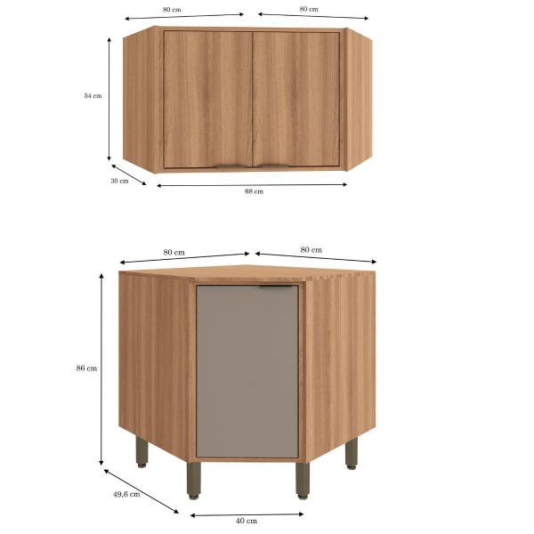 Imagem de Cozinha Modulada de Canto Completa Beatriz Nogal Damasco - ALJ Móveis