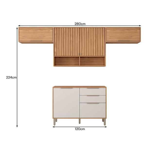 Imagem de Cozinha Modulada Divina 4 Peças Armário Aéreo 120cm com Nichos - MGM