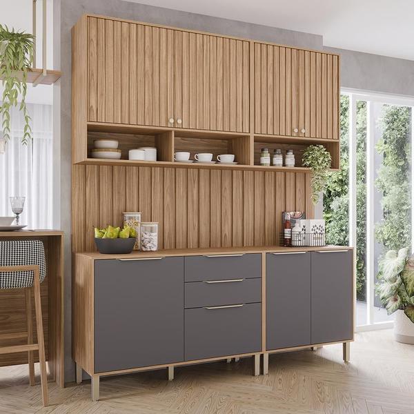 Cozinha Modulada Divina 6 Peças com Painel Ripado - MGM Imagem de Cozinha Modulada Divina 6 Peças com Painel Ripado - MGM