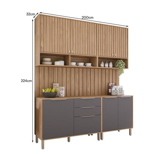 Cozinha Modulada Divina 6 Peças com Painel Ripado - MGM Imagem de Cozinha Modulada Divina 6 Peças com Painel Ripado - MGM