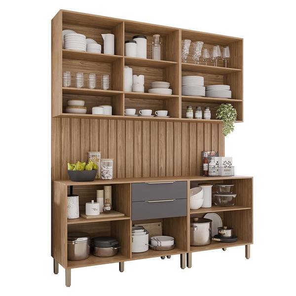 Cozinha Modulada Divina 6 Peças com Painel Ripado - MGM Imagem de Cozinha Modulada Divina 6 Peças com Painel Ripado - MGM