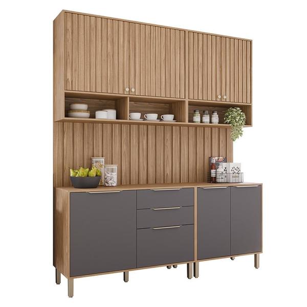 Cozinha Modulada Divina 6 Peças com Painel Ripado - MGM Imagem de Cozinha Modulada Divina 6 Peças com Painel Ripado - MGM