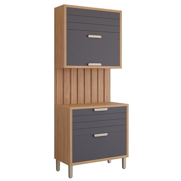 Cozinha Modulada Eloise 3 Peças com Armário Aéreo, Balcão 80cm e Painel Ripado - MGM Imagem de Cozinha Modulada Eloise 3 Peças com Armário Aéreo, Balcão 80cm e Painel Ripado - MGM