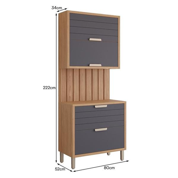 Cozinha Modulada Eloise 3 Peças com Armário Aéreo, Balcão 80cm e Painel Ripado - MGM Imagem de Cozinha Modulada Eloise 3 Peças com Armário Aéreo, Balcão 80cm e Painel Ripado - MGM