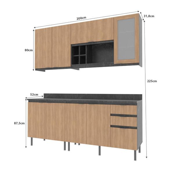 Imagem de Cozinha Modulada Esmeralda 200cm Com Balcão e Aéreo 4 Peças