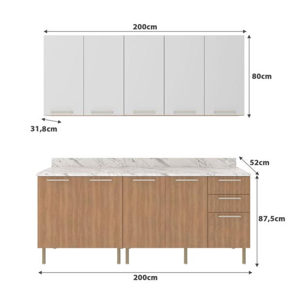 Imagem de Cozinha Modulada Estela 200cm Com 4 Peças Aéreo e Balcão