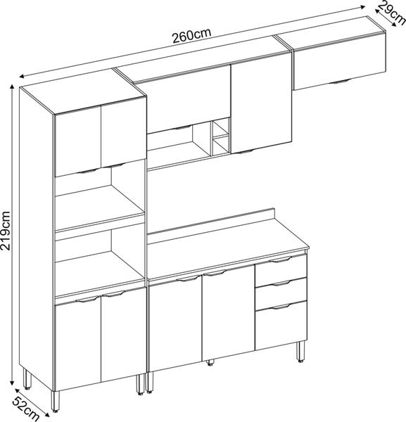 Imagem de Cozinha Modulada Firenze 05 Peças Avena/Grafito - Demóbile