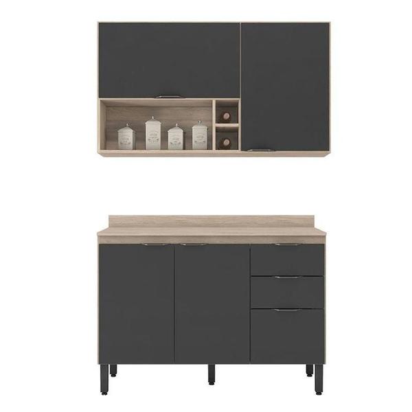 Cozinha Modulada Firenze Fi0012 Avena Grafito - Demóbile Imagem de Cozinha Modulada Firenze Fi0012 Avena Grafito - Demóbile