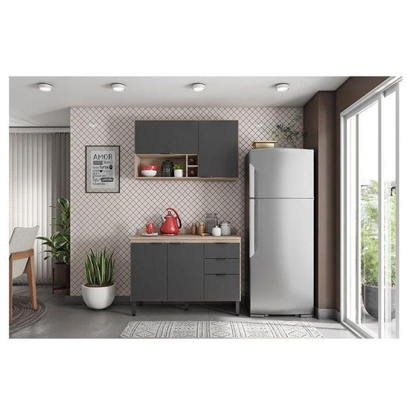 Cozinha Modulada Firenze Fi0012 Avena Grafito - Demóbile Imagem de Cozinha Modulada Firenze Fi0012 Avena Grafito - Demóbile