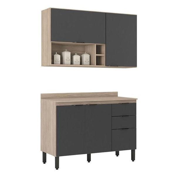 Cozinha Modulada Firenze Fi0012 Avena Grafito - Demóbile Imagem de Cozinha Modulada Firenze Fi0012 Avena Grafito - Demóbile