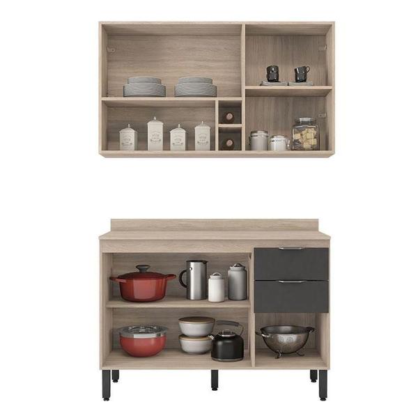 Cozinha Modulada Firenze Fi0012 Avena Grafito - Demóbile Imagem de Cozinha Modulada Firenze Fi0012 Avena Grafito - Demóbile