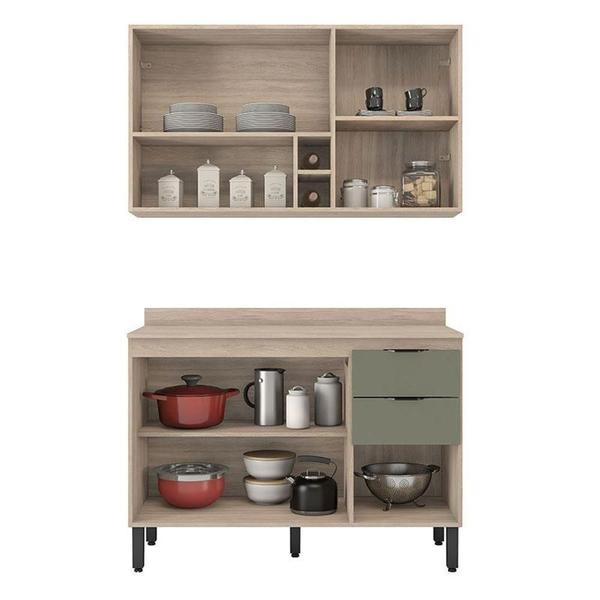 Cozinha Modulada Firenze Fi0012 Avena Menta - Demóbile Imagem de Cozinha Modulada Firenze Fi0012 Avena Menta - Demóbile