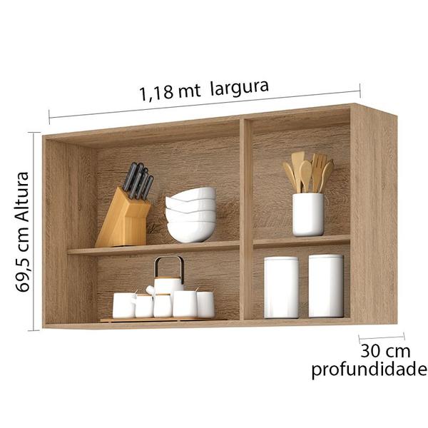 Imagem de Cozinha modulada milla 11 peças amendoa off white puxador aluminio