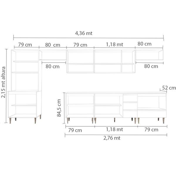 Imagem de Cozinha modulada milla 8 peças amendoa off white puxador aluminio