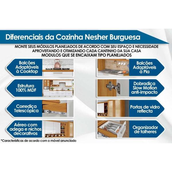 Imagem de Cozinha Modulada Nesher Burguesa  Premium 4 Peças  (2 Armários + 2 Balcões) C4P14 Freijo/Grafite