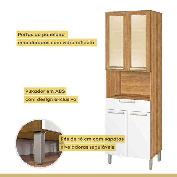 Cozinha modulada Nesher Burguesa Premium 4 peças com Nicho Forno - Freijó/Branco Imagem de Cozinha modulada Nesher Burguesa Premium 4 peças com Nicho Forno - Freijó/Branco