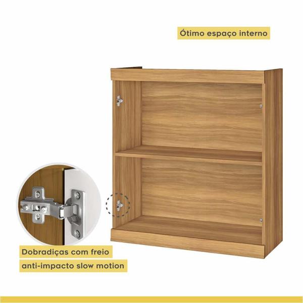 Cozinha modulada Nesher Burguesa Premium 4 peças com Nicho Forno - Freijó/Branco Imagem de Cozinha modulada Nesher Burguesa Premium 4 peças com Nicho Forno - Freijó/Branco
