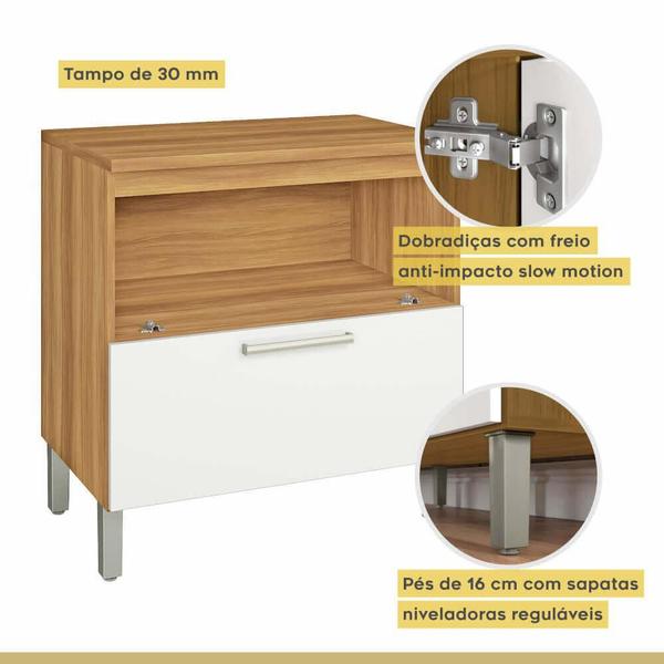 Cozinha modulada Nesher Burguesa Premium 4 peças com Nicho Forno - Freijó/Branco Imagem de Cozinha modulada Nesher Burguesa Premium 4 peças com Nicho Forno - Freijó/Branco
