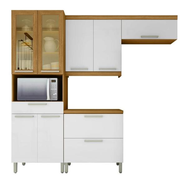 Cozinha modulada Nesher Burguesa Premium 4 peças com Nicho Forno - Freijó/Branco Imagem de Cozinha modulada Nesher Burguesa Premium 4 peças com Nicho Forno - Freijó/Branco
