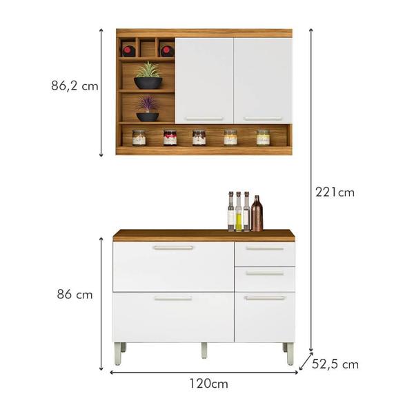 Imagem de Cozinha modulada Nesher Burguesa Premium com 2 peças - Freijó/Branco