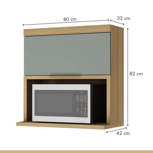 Imagem de Cozinha modulada Nesher Marquesa 3 peças com Nicho para Micro-Ondas - Nature/Verde