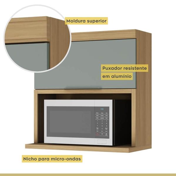 Imagem de Cozinha modulada Nesher Marquesa 4 peças com Nicho para Micro-Ondas - Nature/Verde