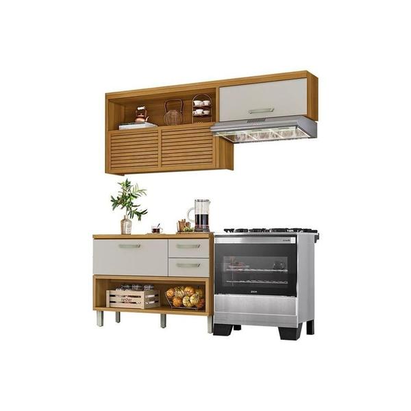Cozinha Modulada Nesher Princesa 2 Peças (1 Armário + 1 Balcão) C2P21 Freijo/Off White Imagem de Cozinha Modulada Nesher Princesa 2 Peças (1 Armário + 1 Balcão) C2P21 Freijo/Off White