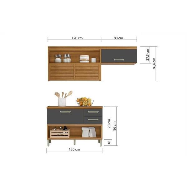 Cozinha Modulada Nesher Princesa 2 Peças (1 Armário + 1 Balcão) C2P21 Freijo/Off White Imagem de Cozinha Modulada Nesher Princesa 2 Peças (1 Armário + 1 Balcão) C2P21 Freijo/Off White