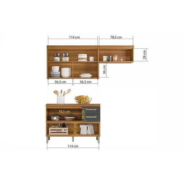 Cozinha Modulada Nesher Princesa 2 Peças (1 Armário + 1 Balcão) C2P21 Freijo/Off White Imagem de Cozinha Modulada Nesher Princesa 2 Peças (1 Armário + 1 Balcão) C2P21 Freijo/Off White