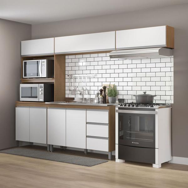 Imagem de Cozinha Modulada Pequena 280x202 Cm 4 Peças MDP Branco MENU