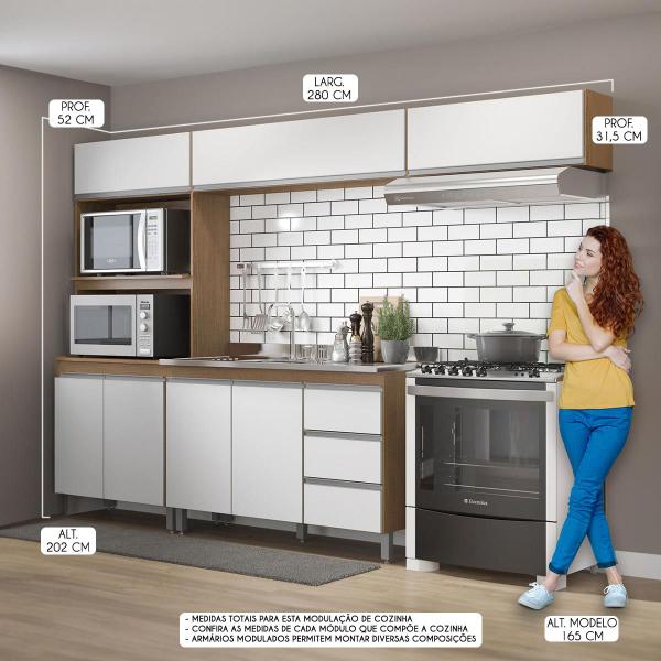 Imagem de Cozinha Modulada Pequena 280x202 Cm 4 Peças MDP Branco MENU