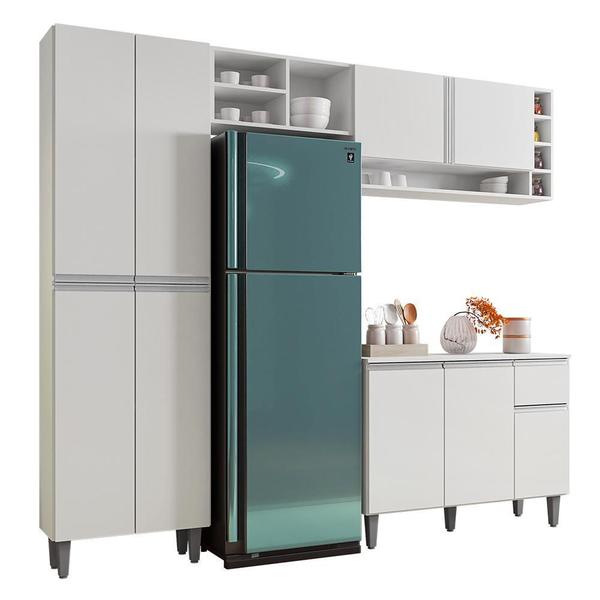 Imagem de Cozinha Modulada Vanessa 230cm Paneleiro, Balcão com Tampo MDP e Aéreo - AJL Móveis