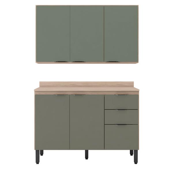 Imagem de Cozinha Modular com 2 Peças Firenze Composição FI0010 Avena Touch/Menta - Demóbile