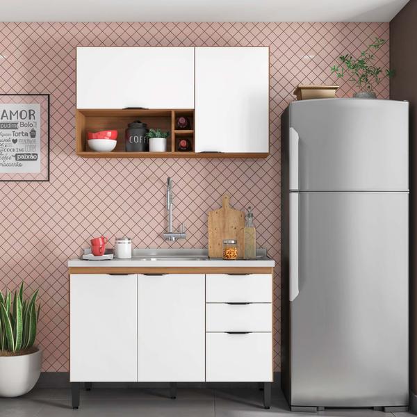 Imagem de Cozinha Modular com 2 Peças Firenze Composição FI0011 Amendola Touch/Branco - Demóbile