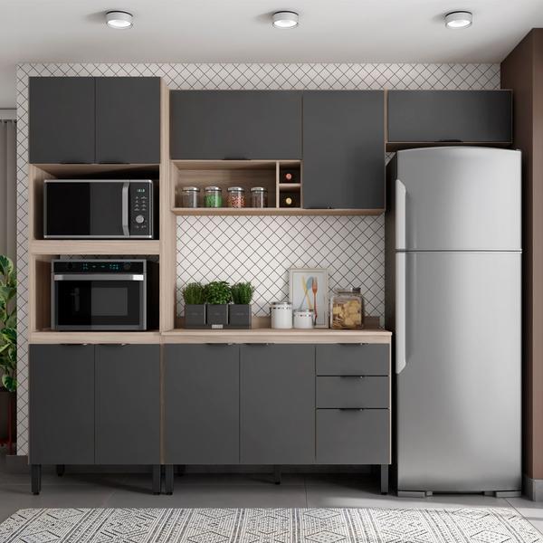 Imagem de Cozinha Modular Com 4 Peças Firenze Composição 03 Avena Grafito Demóbile