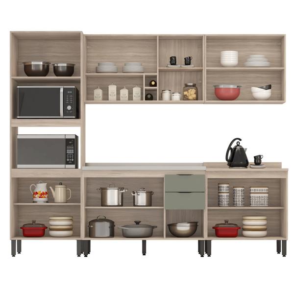 Imagem de Cozinha Modular com 5 Peças Firenze Composição FI0014 Avena Touch/Menta - Demóbile