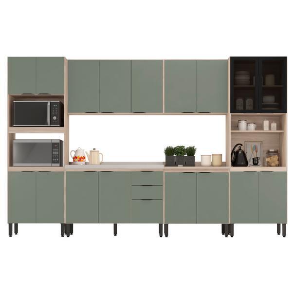 Imagem de Cozinha Modular com 6 Peças Sem Tampo Firenze Composição FMT006 Avena Touch/Menta - Demóbile