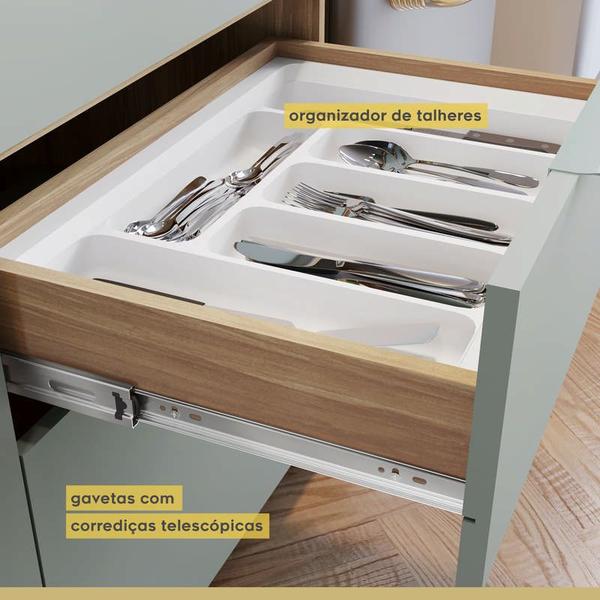 Imagem de Cozinha Modular Marquesa com 8 Peças Nature/Verde em MDF Móveis Nesher