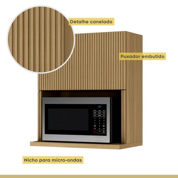 Imagem de Cozinha Modular Rainha com 10 Peças Nature/Verde em MDF Móveis Nesher