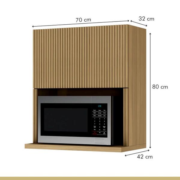 Imagem de Cozinha Modular Rainha com 7 Peças Nature/Verde em MDF Móveis Nesher