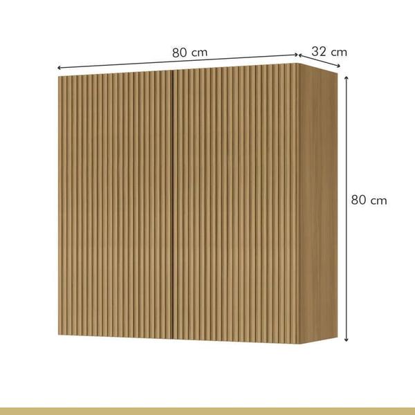 Imagem de Cozinha Modular Rainha com 7 Peças Nature/Verde em MDF Móveis Nesher