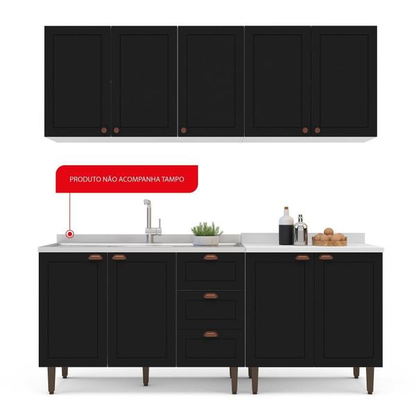Cozinha Pérola com Rodapé 4 Peças Aéreos com 5 Portas, Balcão 2 Gavetas 3 Portas e Balcão 2 Portas Y - Yescasa Imagem de Cozinha Pérola com Rodapé 4 Peças Aéreos com 5 Portas, Balcão 2 Gavetas 3 Portas e Balcão 2 Portas Y