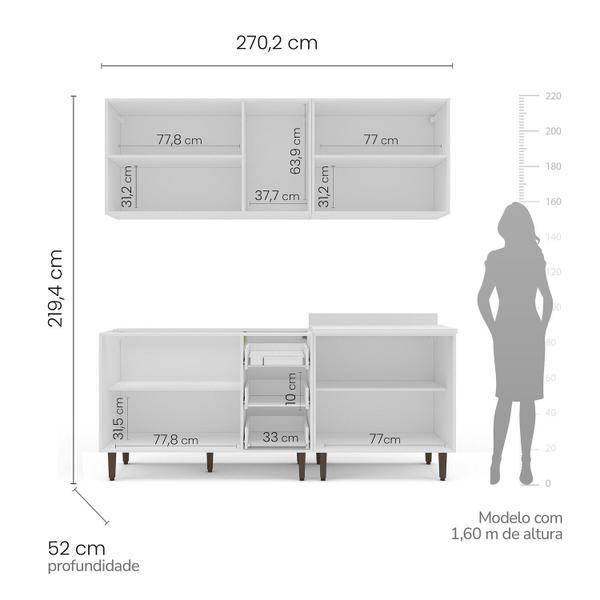 Cozinha Pérola com Rodapé 4 Peças Aéreos com 5 Portas, Balcão 2 Gavetas 3 Portas e Balcão 2 Portas Y - Yescasa Imagem de Cozinha Pérola com Rodapé 4 Peças Aéreos com 5 Portas, Balcão 2 Gavetas 3 Portas e Balcão 2 Portas Y