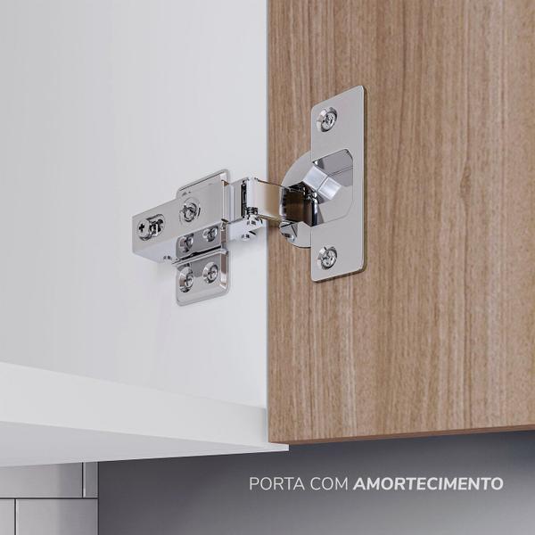 Imagem de Cozinha Pérola com Rodapé e Tampo 3 Peças Aéreo 3 Portas e Balcão 2 Gavetas 3 Portas e Torre Quente