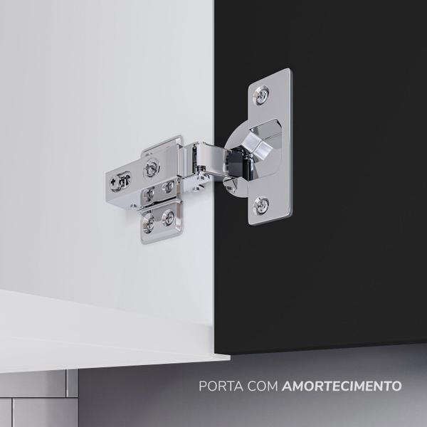 Cozinha Pérola com Rodapé e Tampo Aéreos com 5 Portas, Balcão 2 Gavetas 3 Portas e Balcão 2 Portas Y - Yescasa Imagem de Cozinha Pérola com Rodapé e Tampo Aéreos com 5 Portas, Balcão 2 Gavetas 3 Portas e Balcão 2 Portas Y