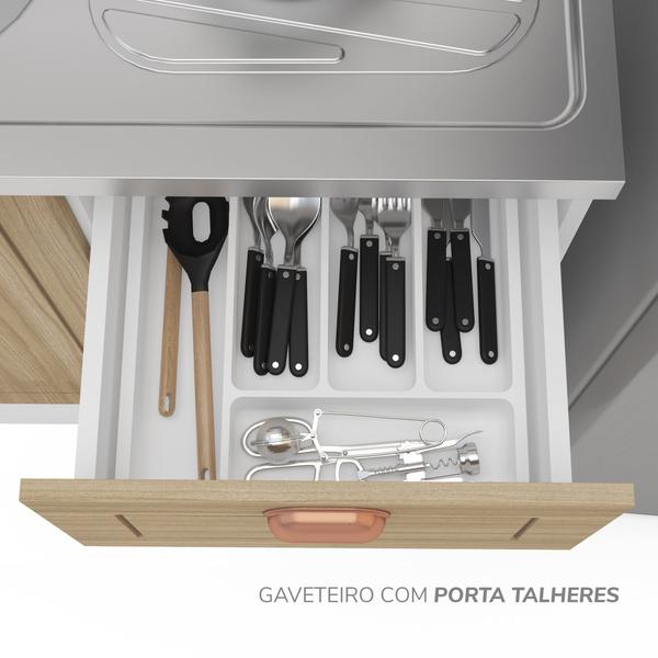 Imagem de Cozinha Pérola Completa 4 Peças Torre Quente Aéreo 3 Portas Balcão 2 Gavetas 3 Portas Yescasa