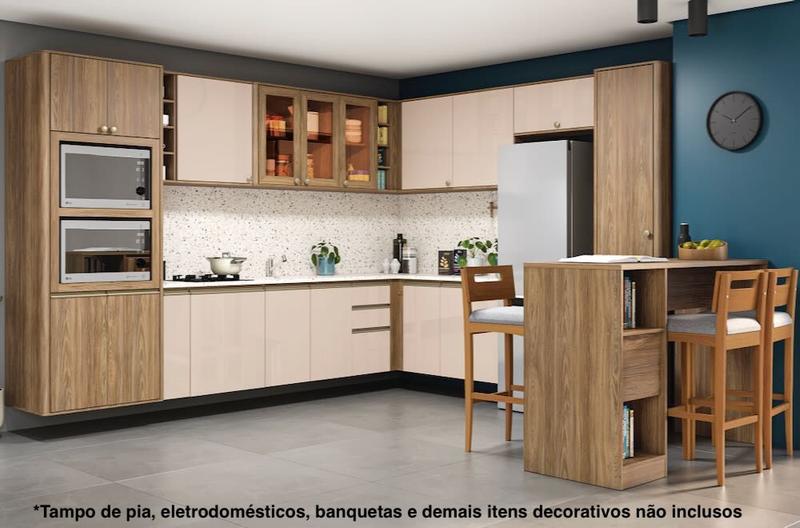 Cozinha Projetada Completa 14 Peças 3,39m x 2,88m Linha Curve CJ14-178 Kappesberg Imagem de Cozinha Projetada Completa 14 Peças 3,39m x 2,88m Linha Curve CJ14-178 Kappesberg